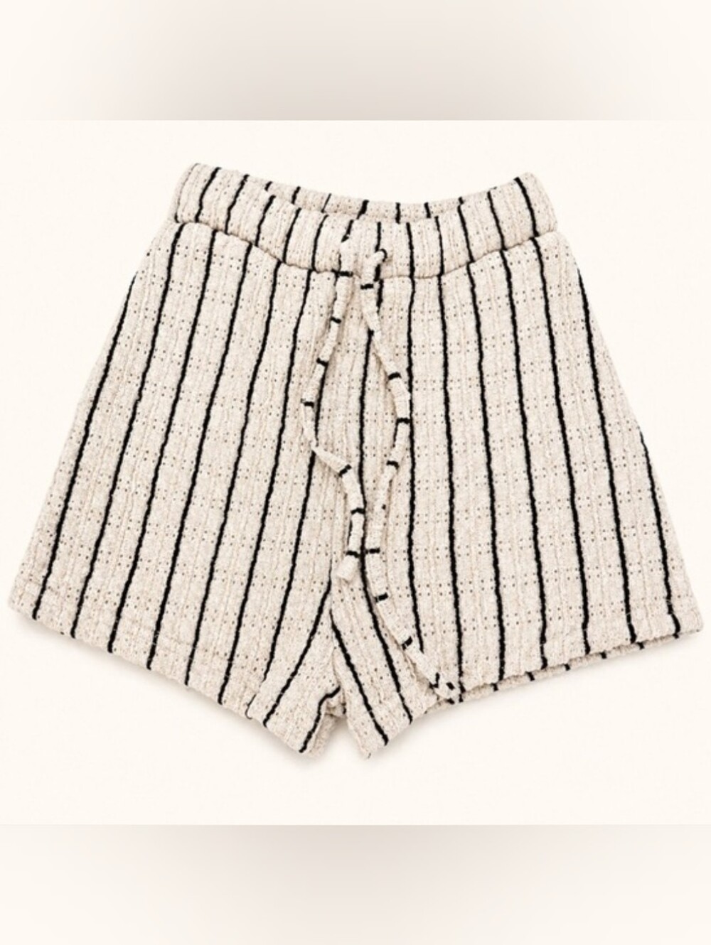 Bailey Rose Striped Knit Drawstring Women’s Shorts - Cream/Black Size S